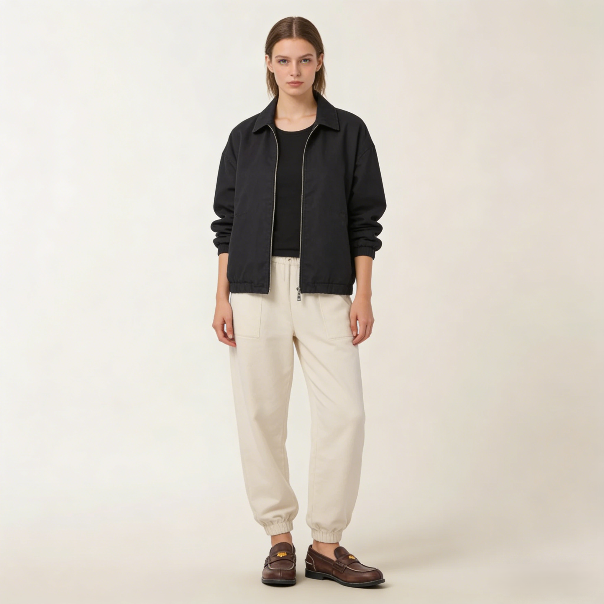 Vintage-effect leather penny loafers