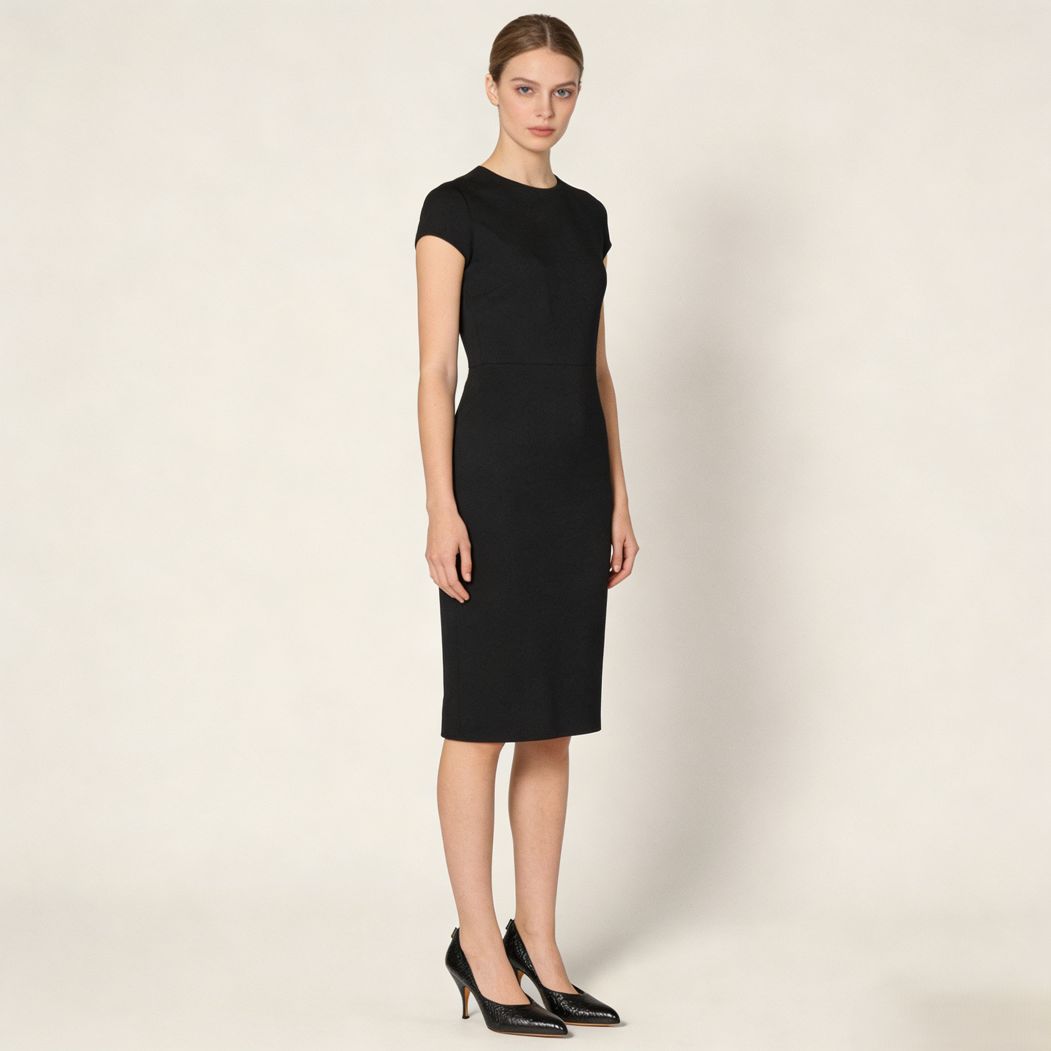 Black Snakeskin Leather Pointed Pumps