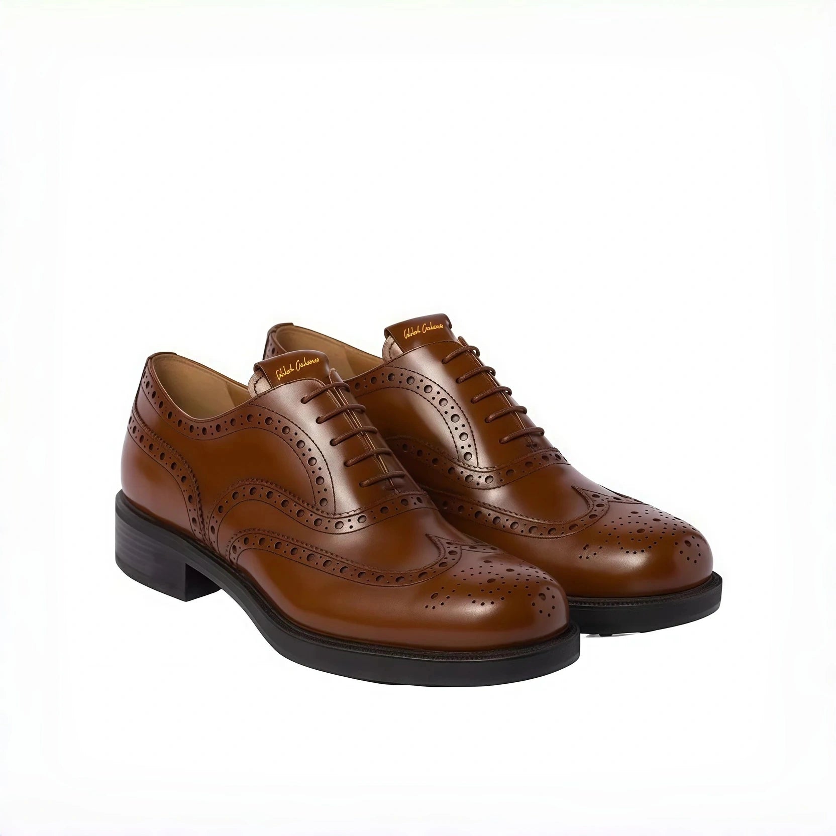 Tan Polished Leather Wingtip Brogues