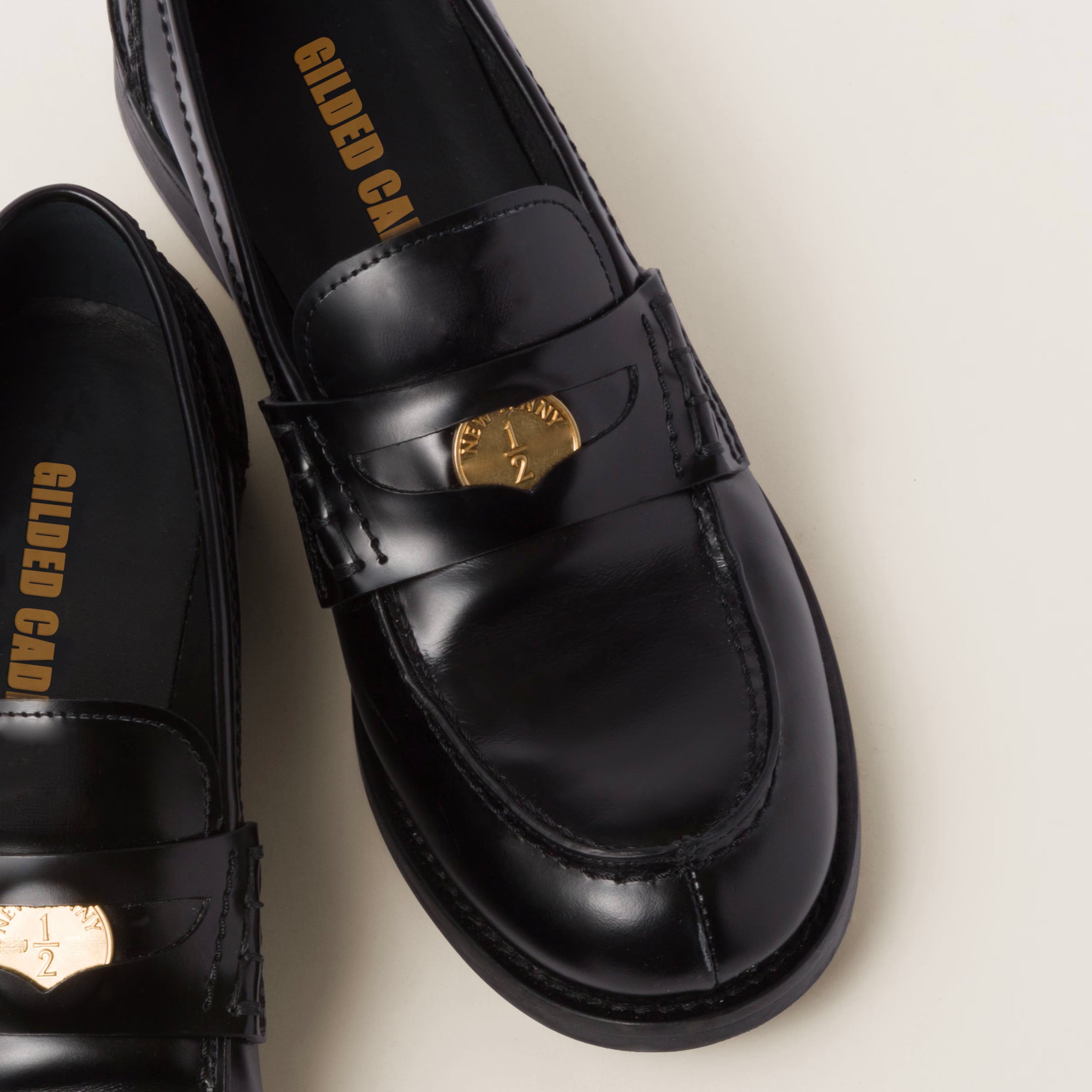 Brushed leather penny loafers