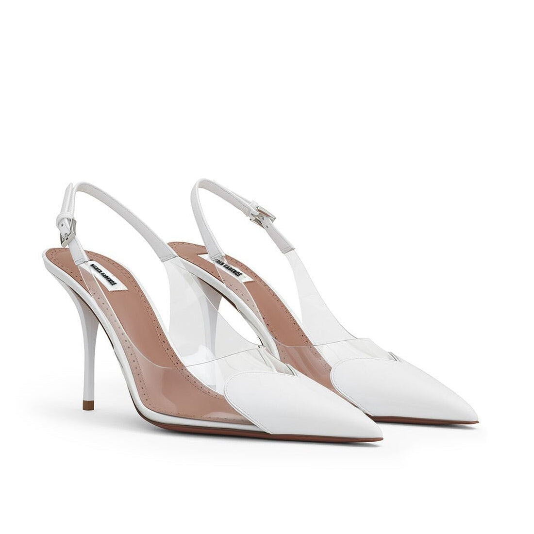 Heart Cutout Patent Leather Mules White
