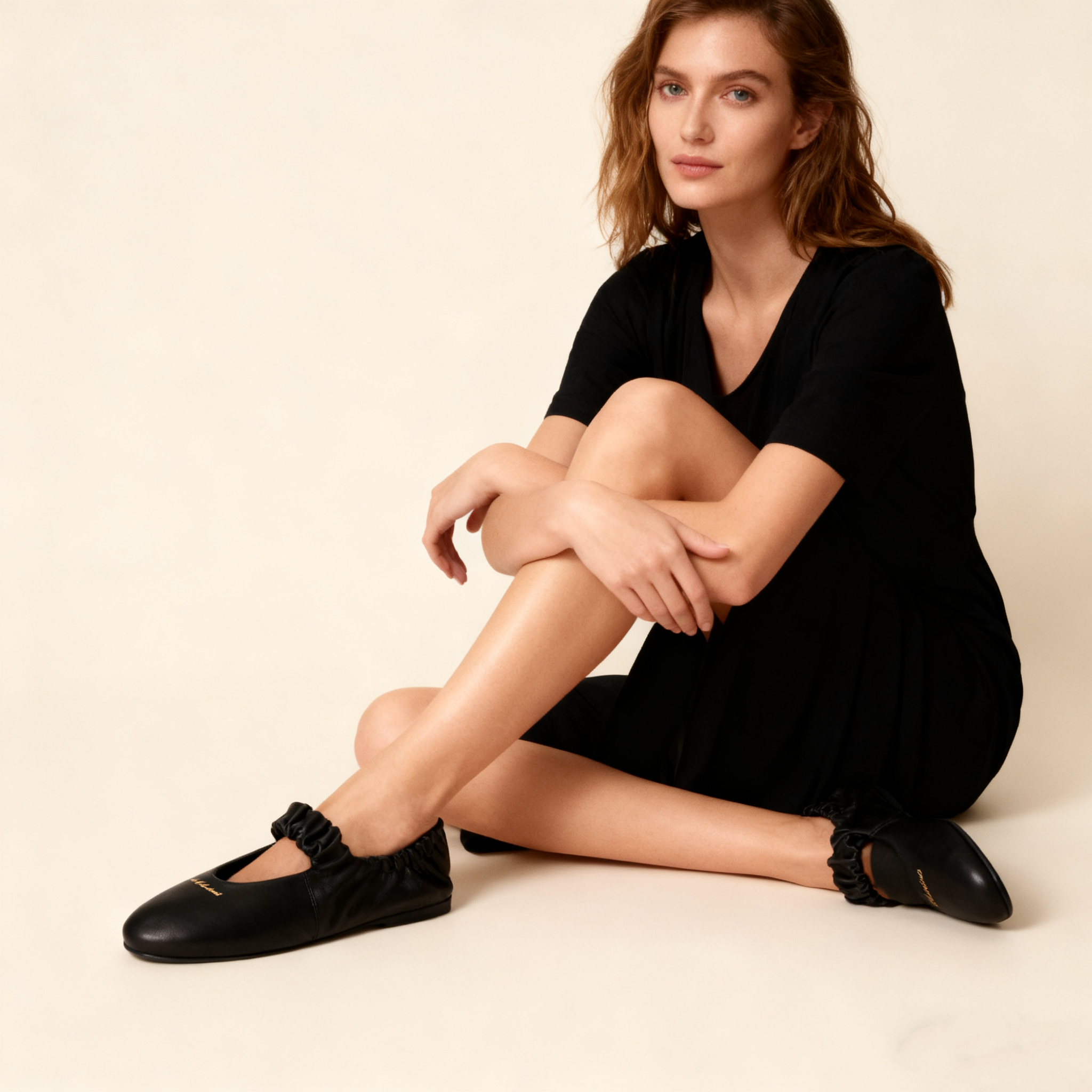 Ruches nappa leather ballerinas