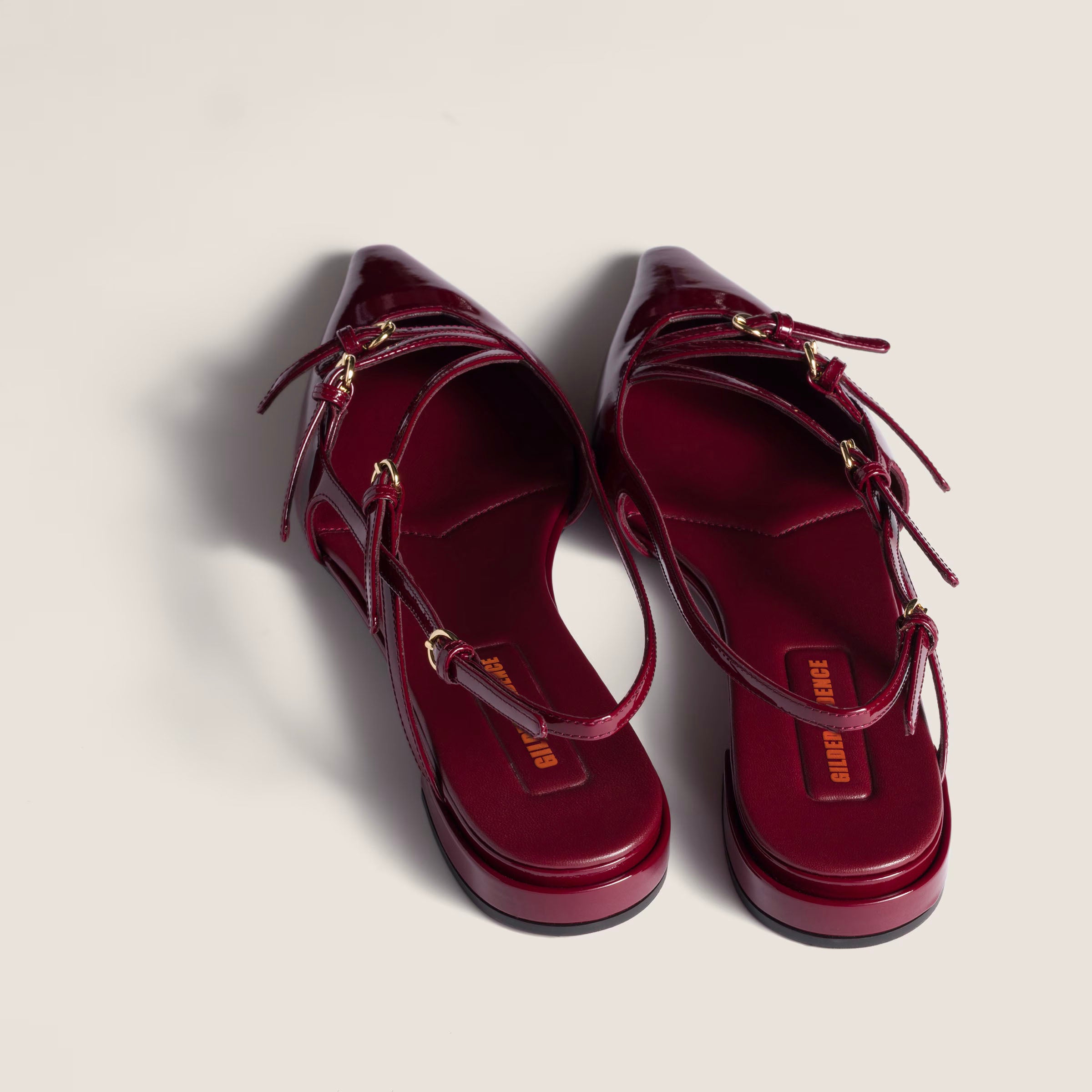 Patent leather slingback ballerinas with buckles