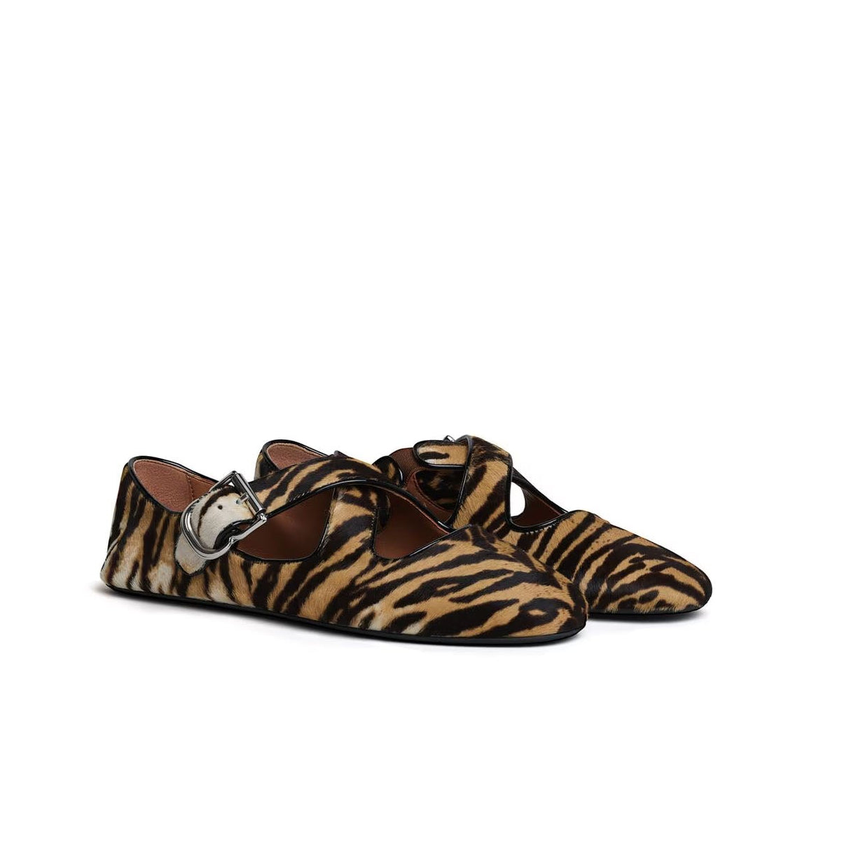 Leopard Haircalf Criss Cross Flats