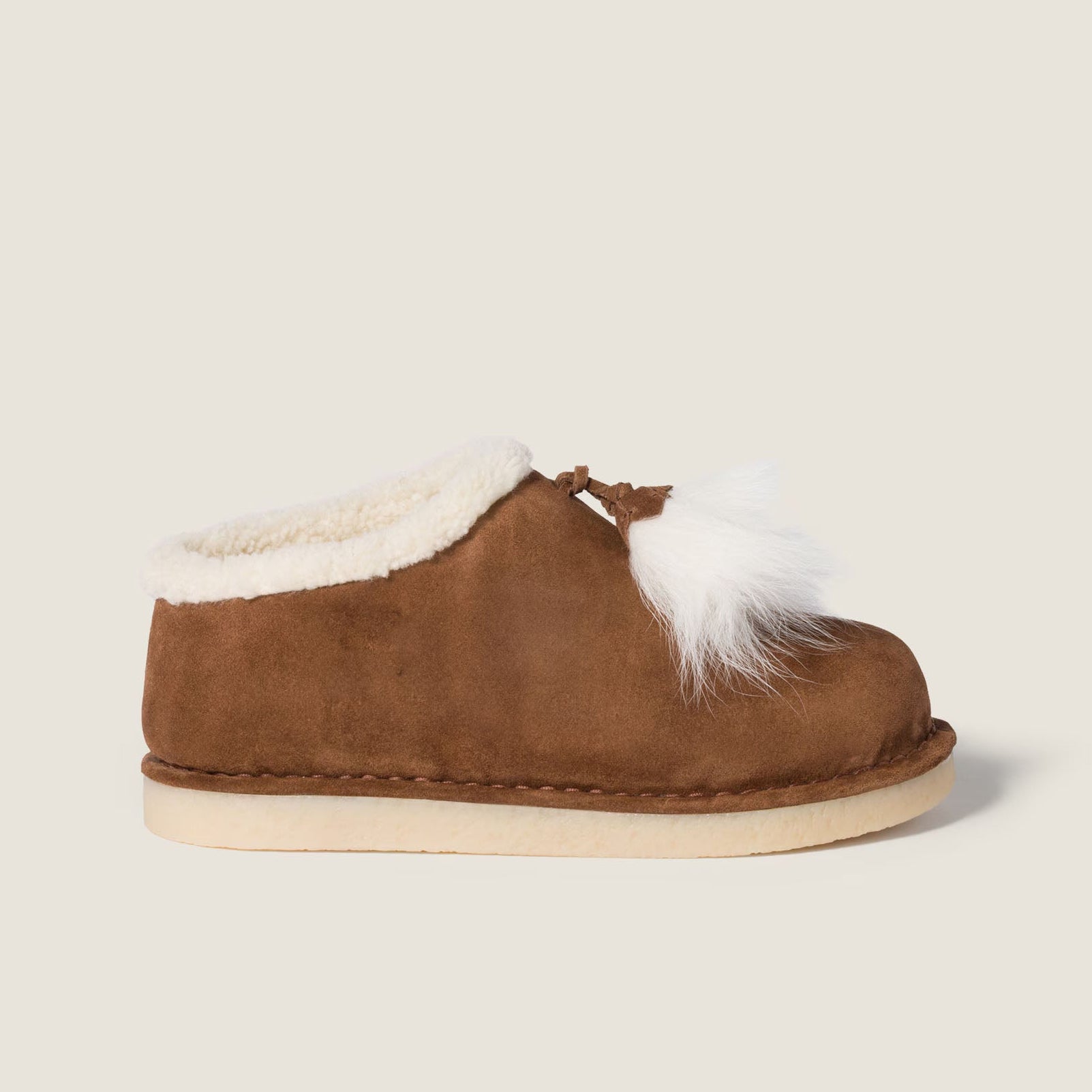 Women's Beige Suede Shearling Clog
