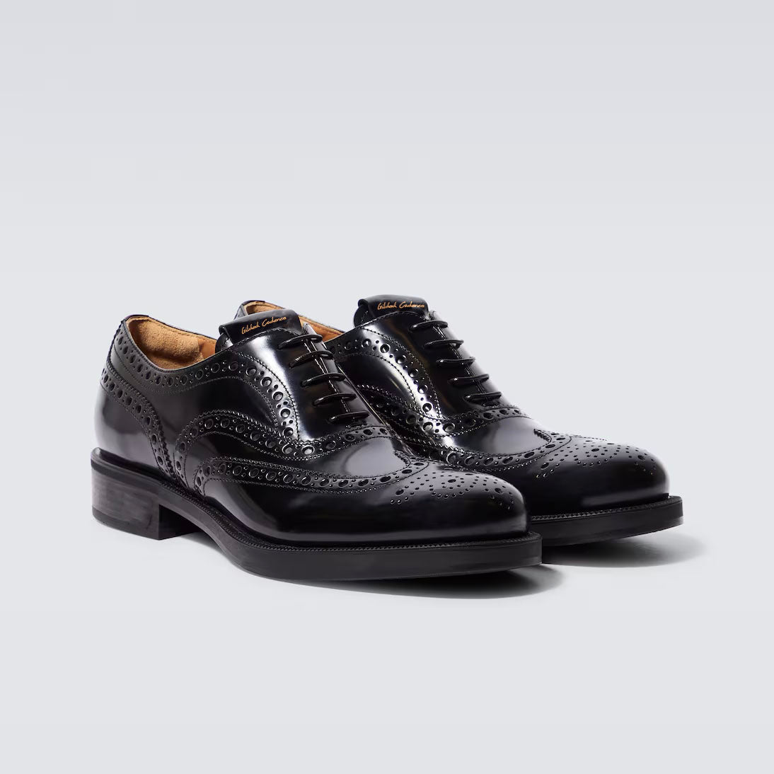 Polished Black Leather Wingtip Brogues