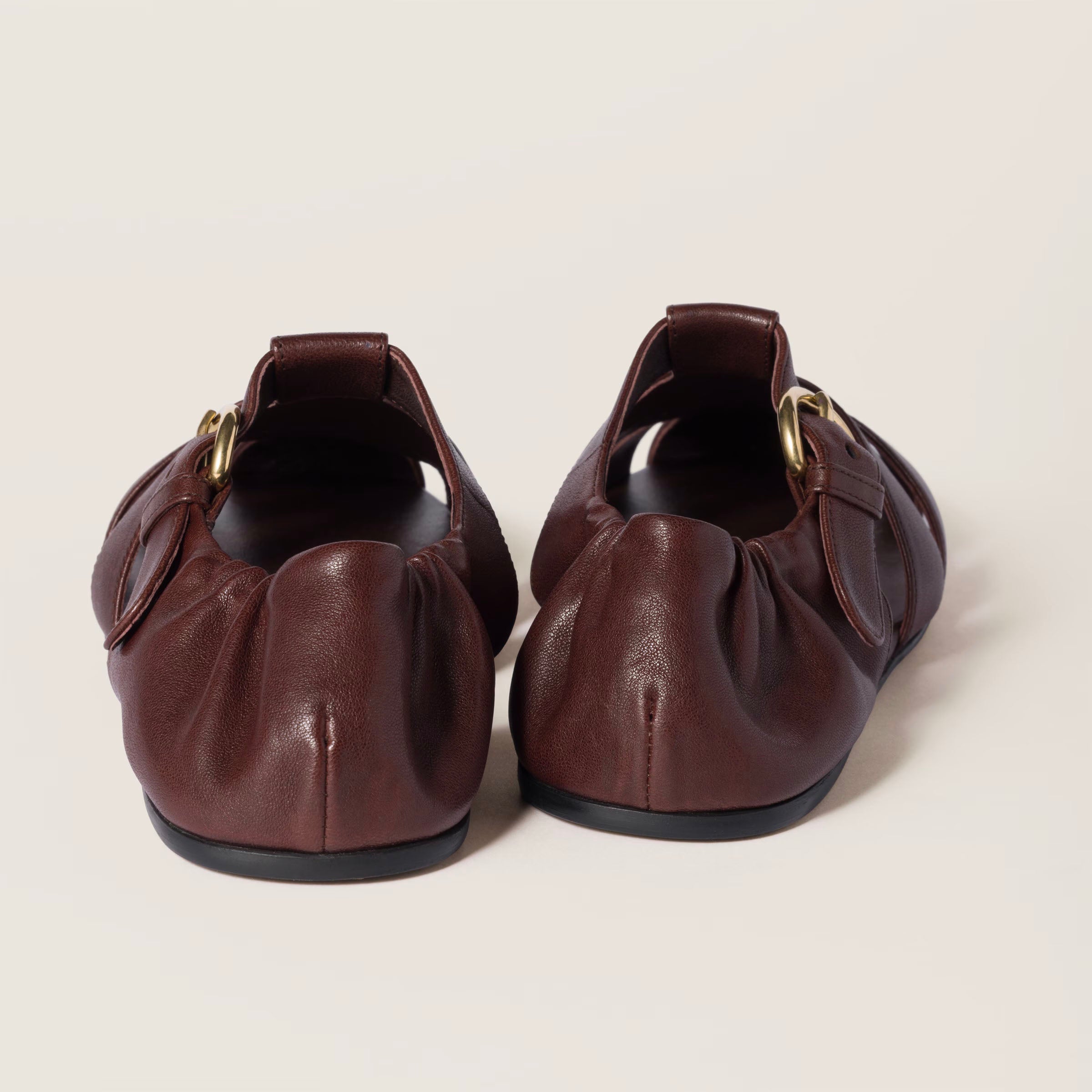 Ruches nappa leather fisherman's sandals