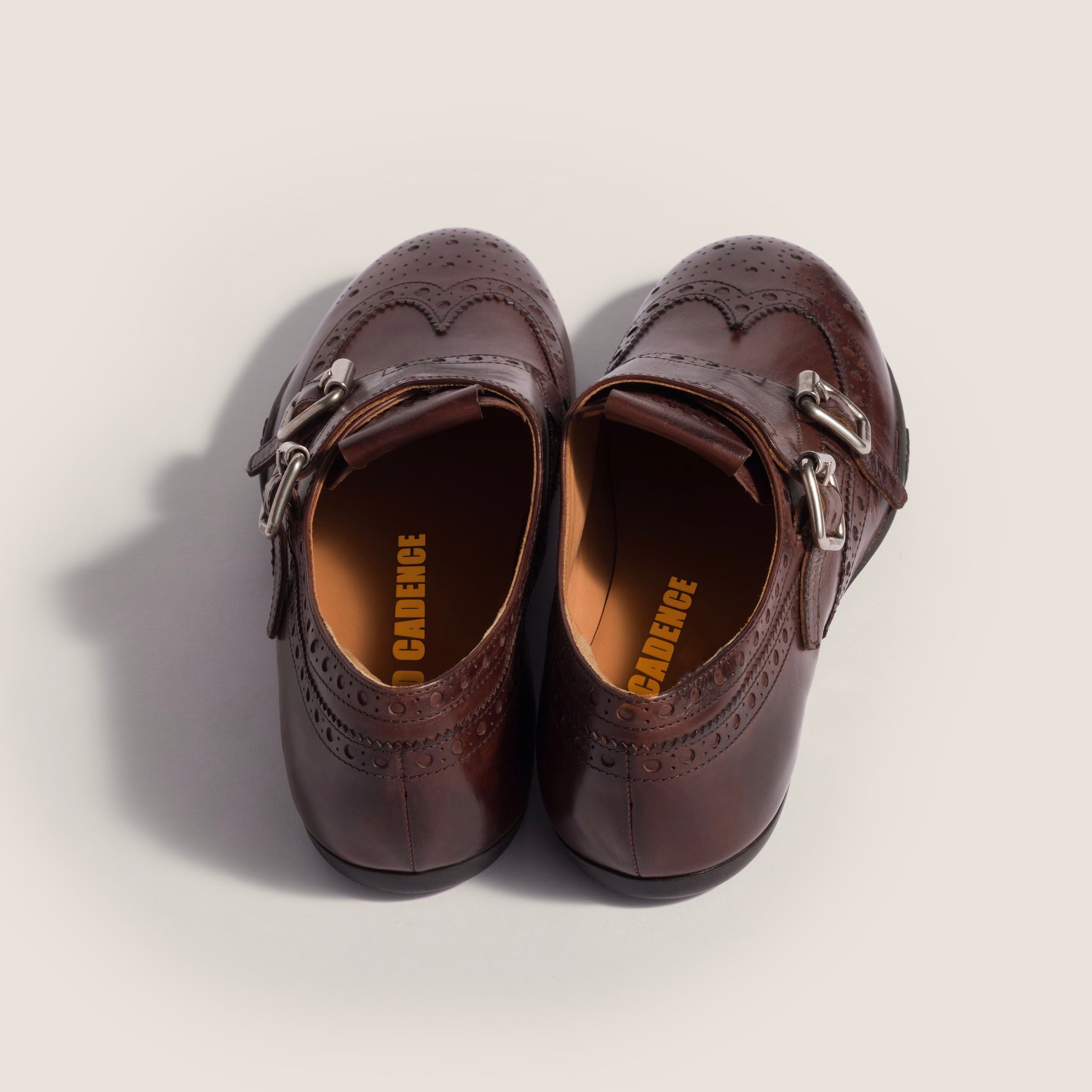 Calf leather brogue shoe with buckles