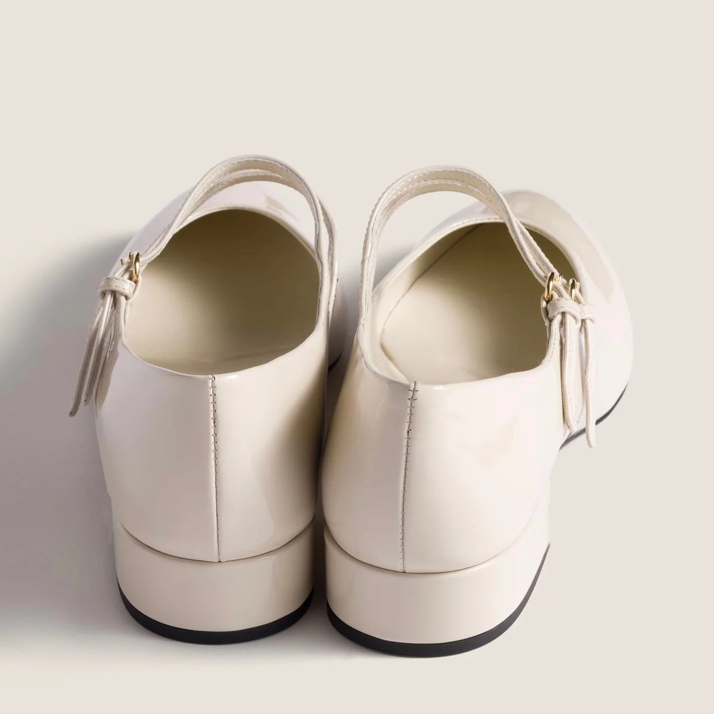 Cream Double Strap Mary Jane Pumps