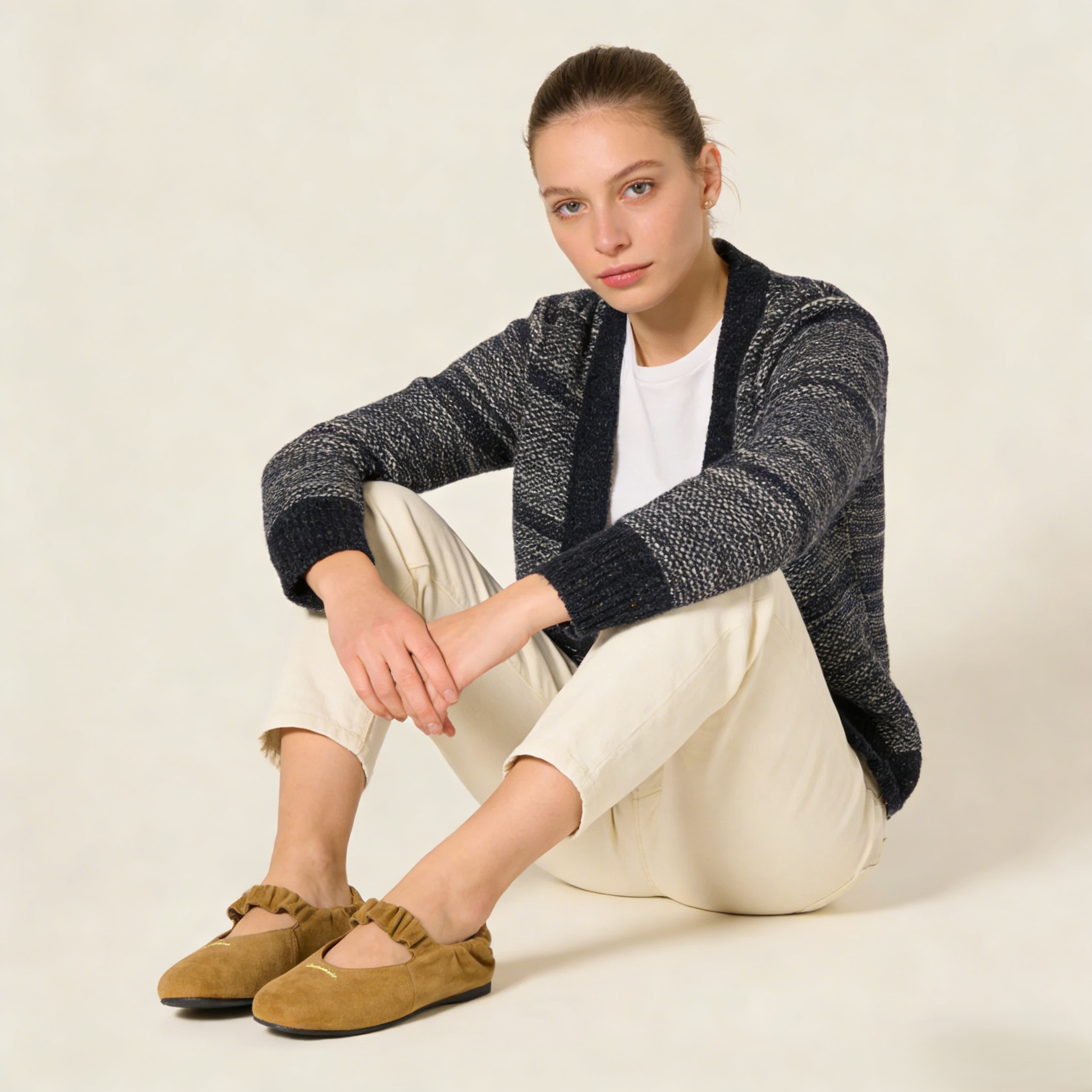 Ruches suede ballerinas