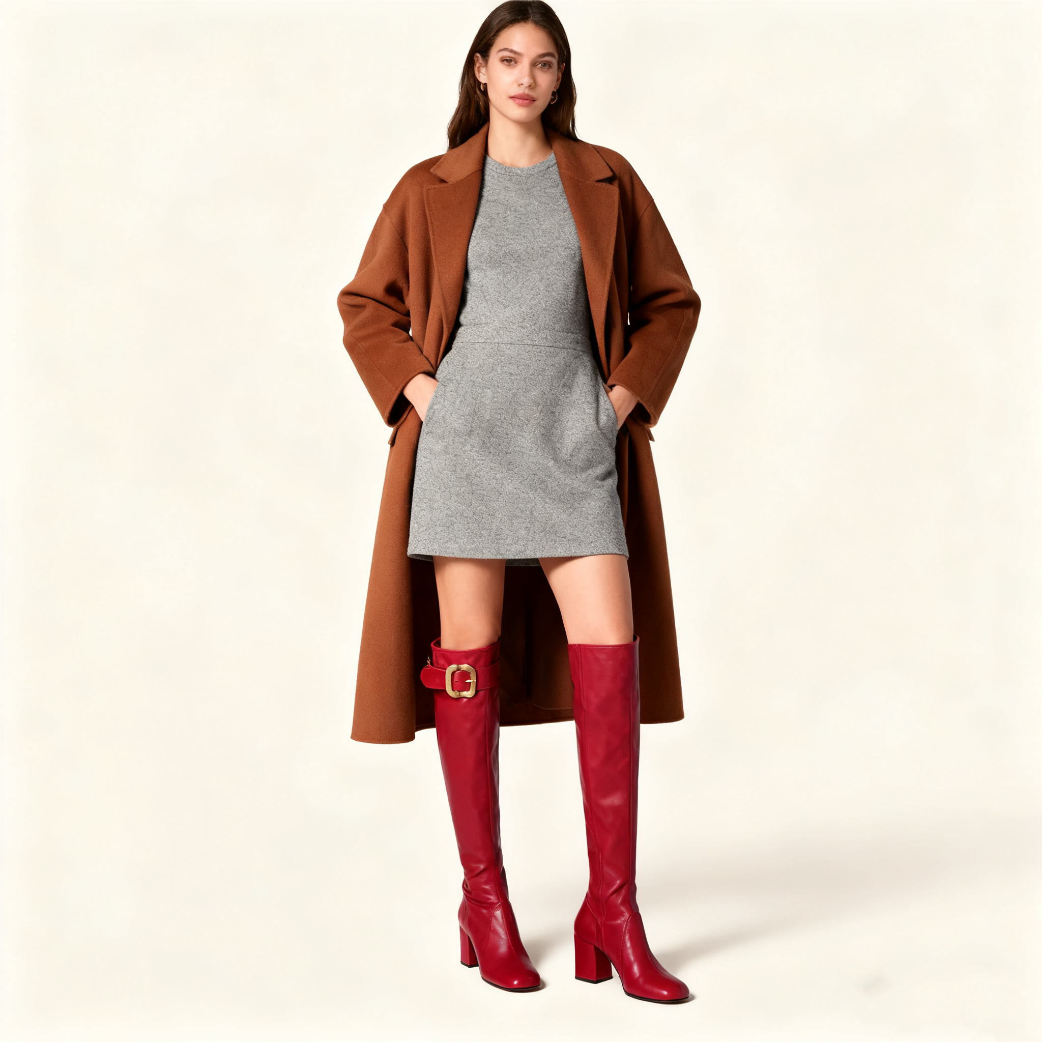 Nappa leather boots with buckle