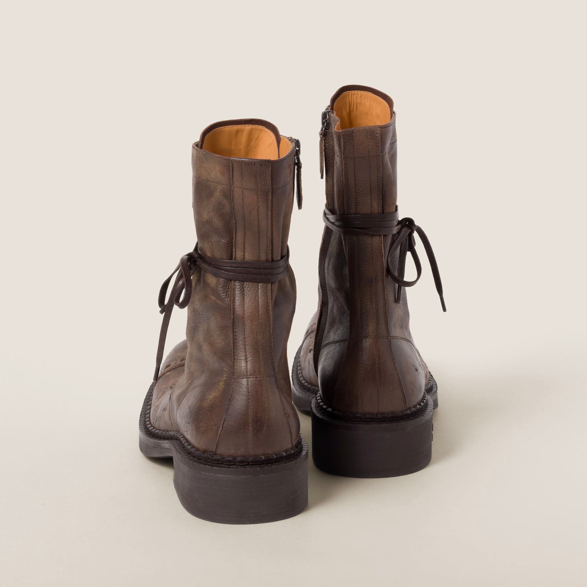 Leather laced booties