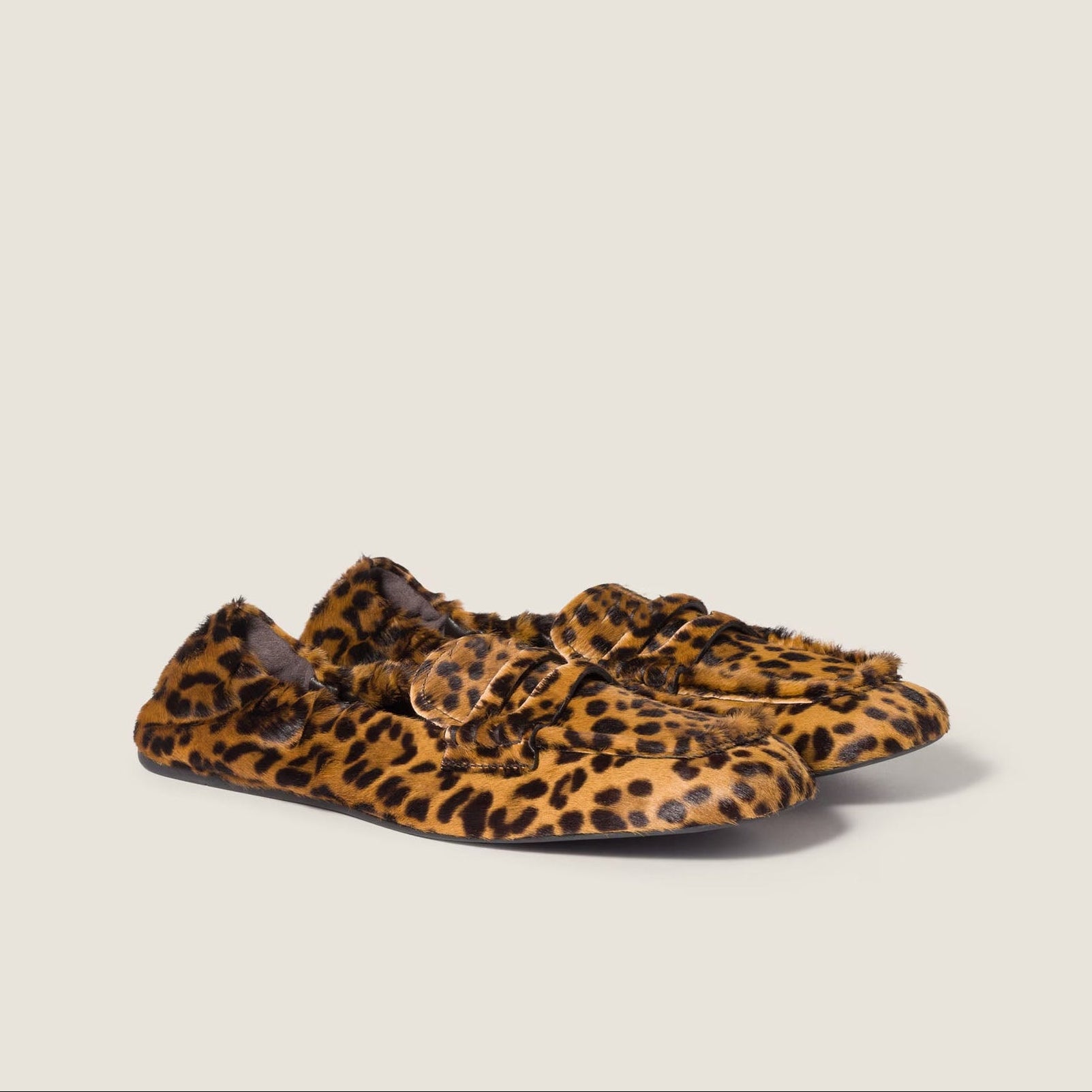 Ruched Printed Leather Loafers - Snake