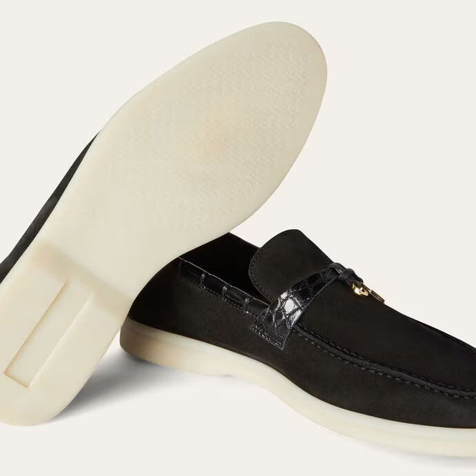 Black Suede Summer Charms Loafers