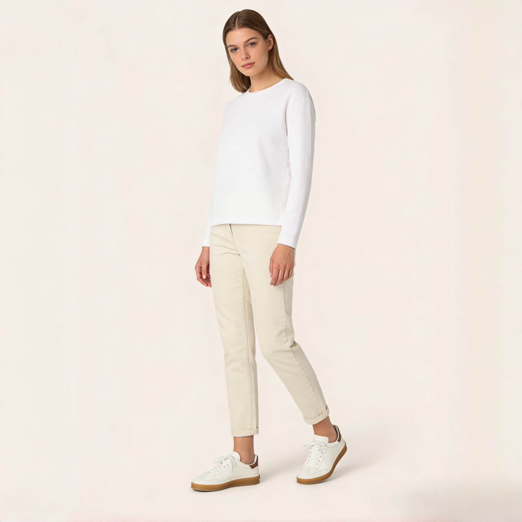 White Leather Tennis Walk Sneakers