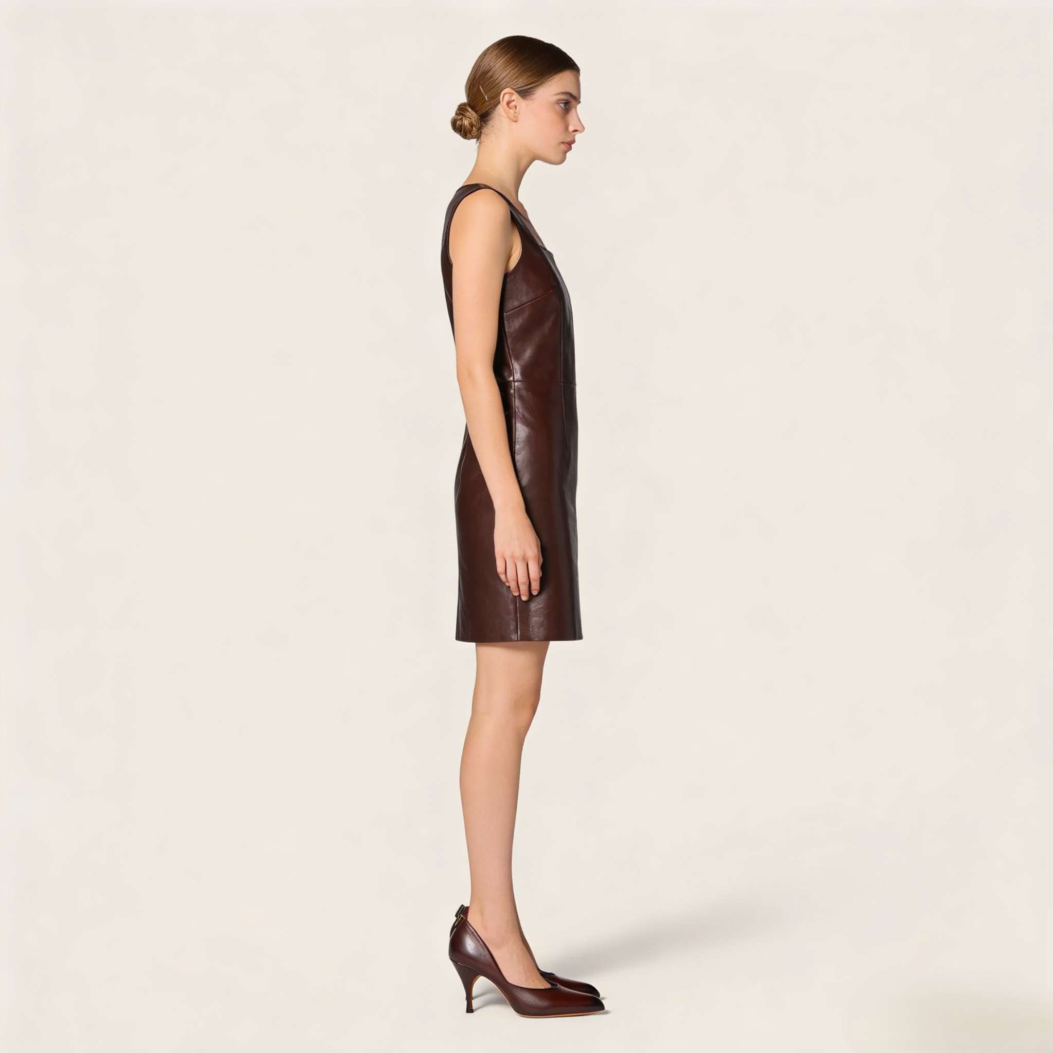 Dark Brown Leather Pointed Toe Pumps