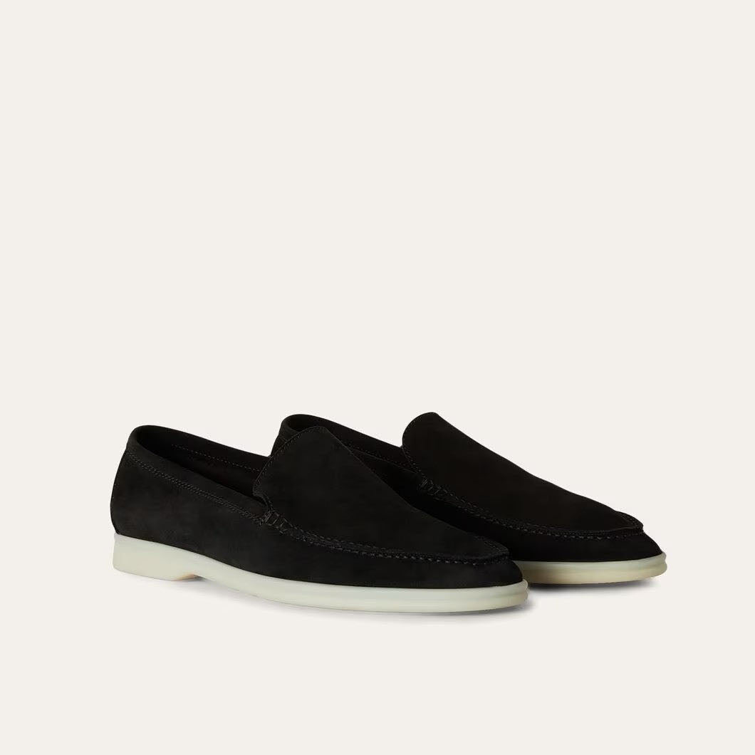 Women's Black Suede Summer Loafers