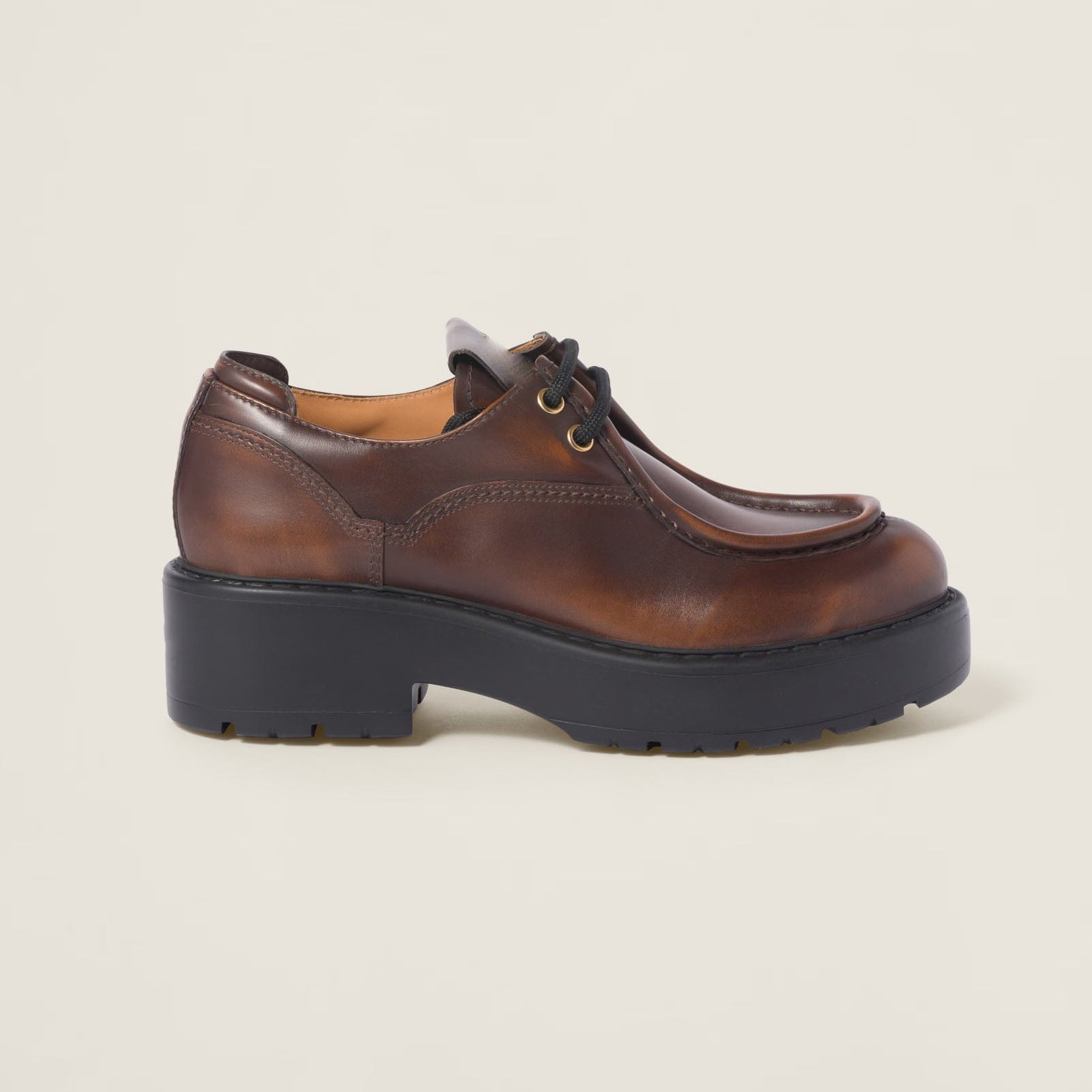 Laced Fume Leather Retro Shoes