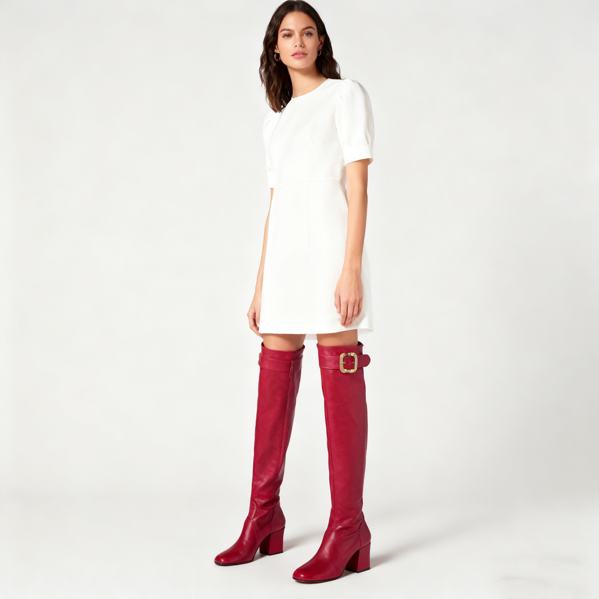 Nappa leather boots with buckle