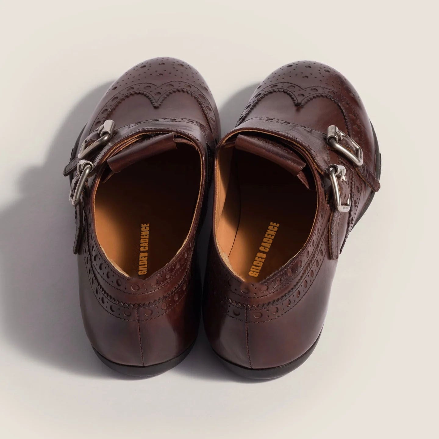 Calf leather brogue shoe with buckles