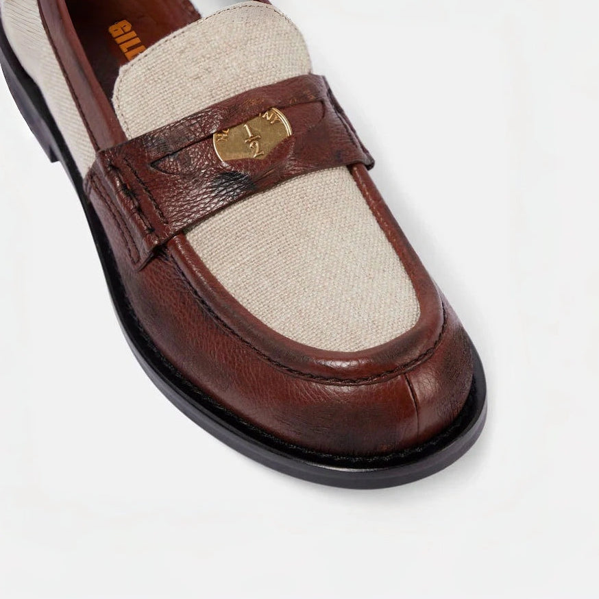 Canvas and Leather Trimmed Loafers