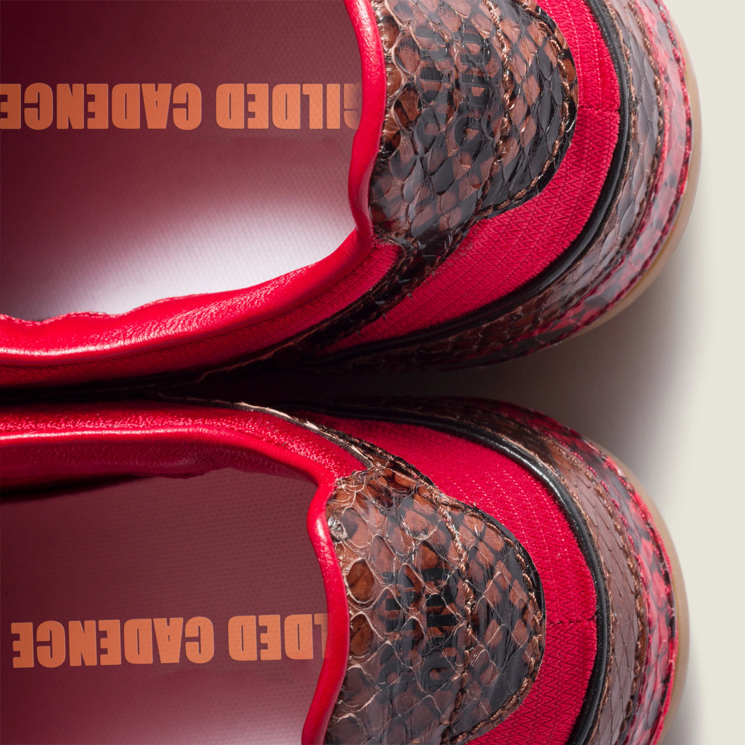 Gymnasium technical fabric and python-print Ayers leather sneakers