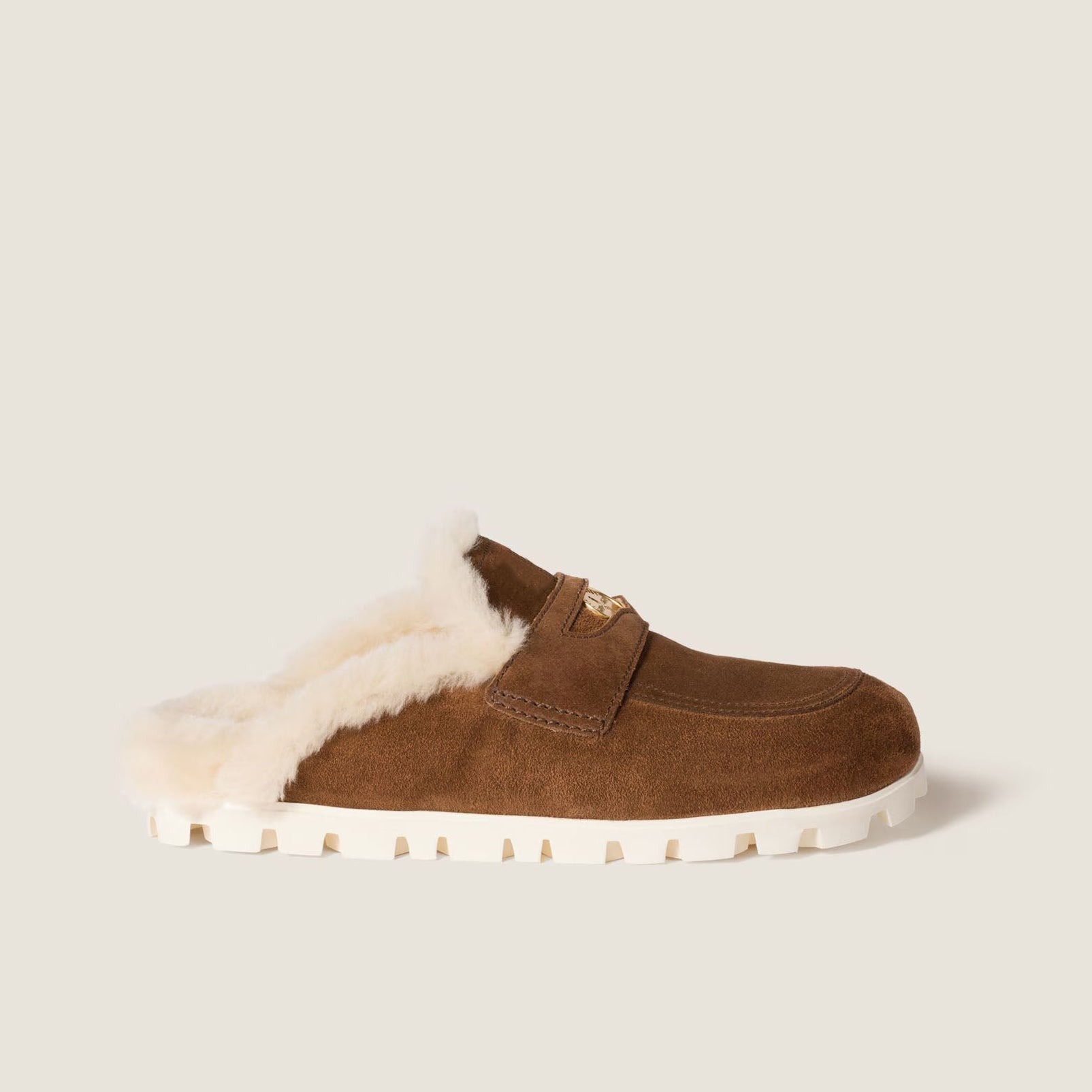 Minimalist Suede Slip-On Mules - Brown