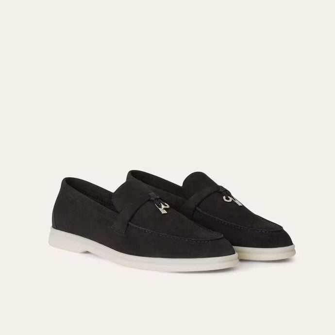 Women's Black Suede Summer Loafers