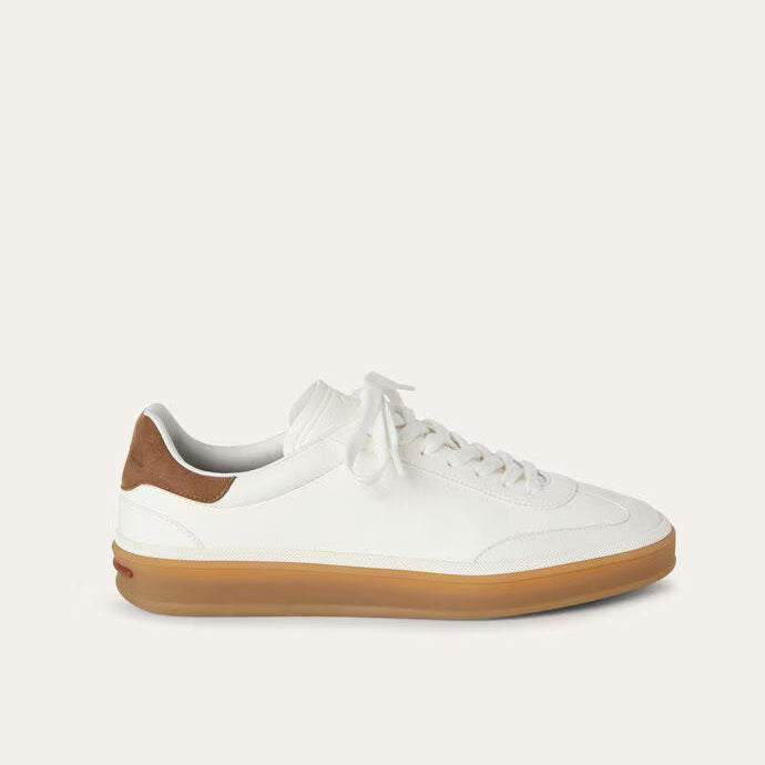 White Leather Tennis Walk Sneakers