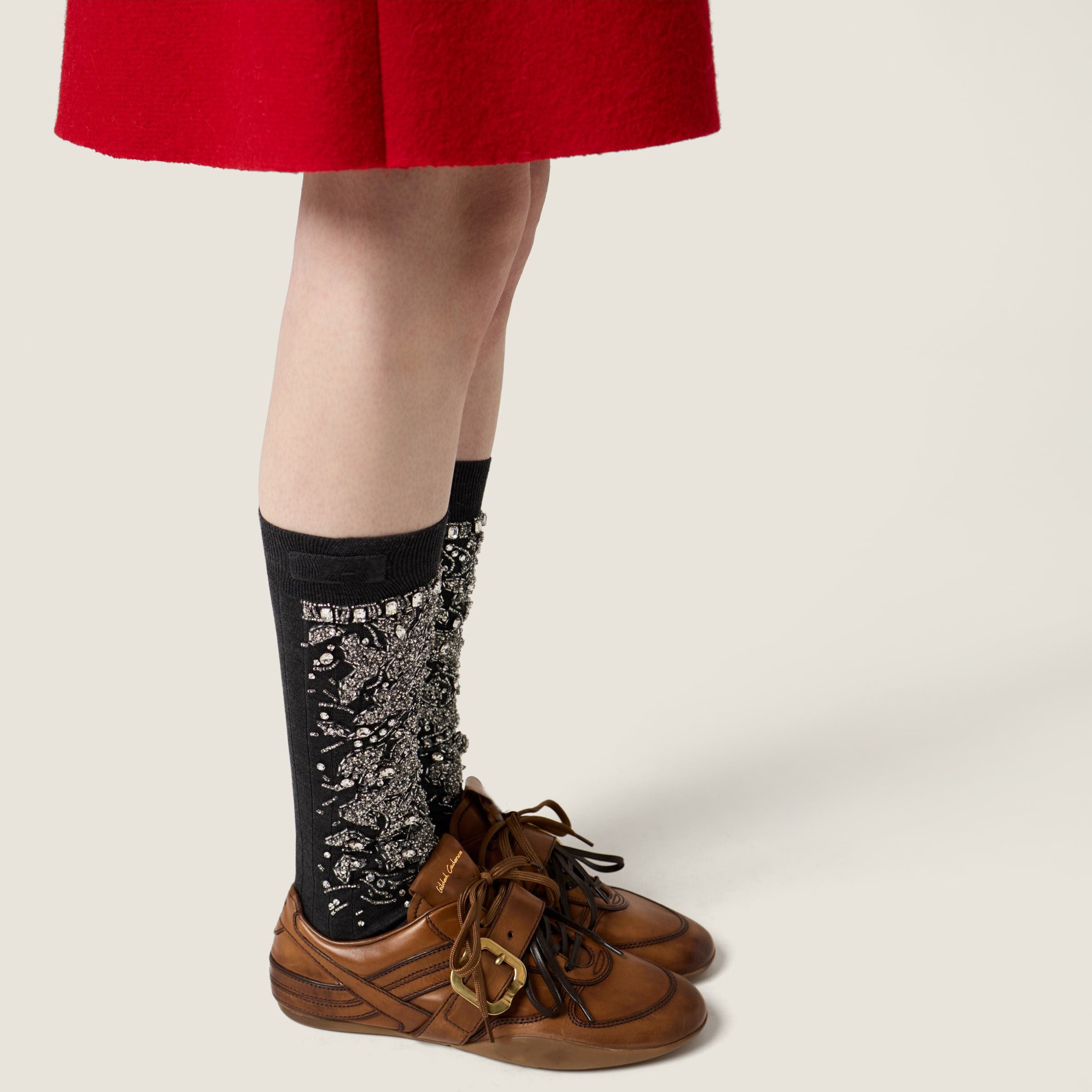 Leather sneakers with buckle