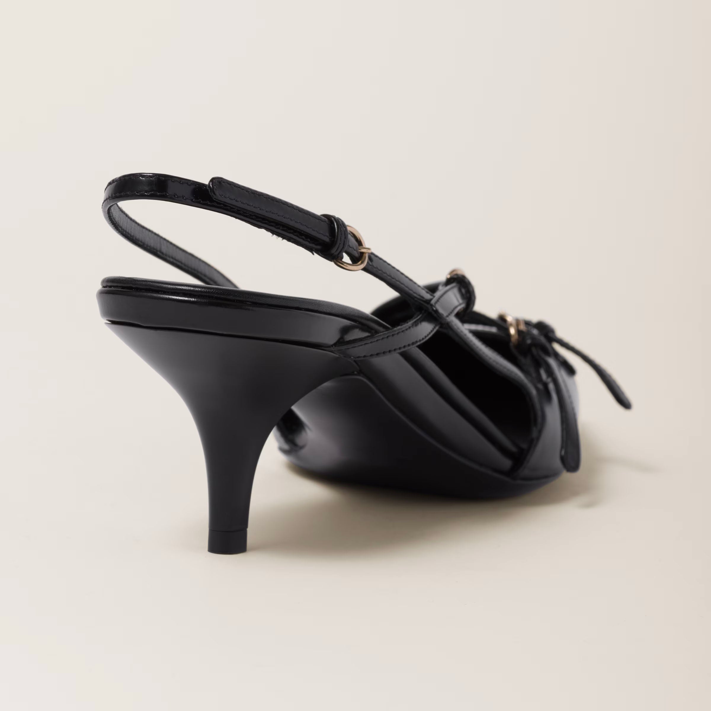 Brushed leather slingbacks with buckles