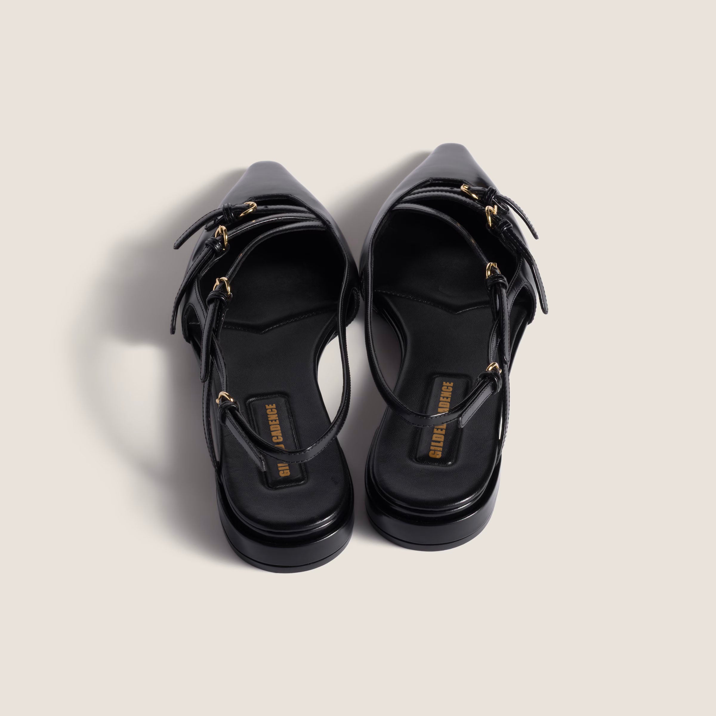 Leather slingback ballerinas with buckles