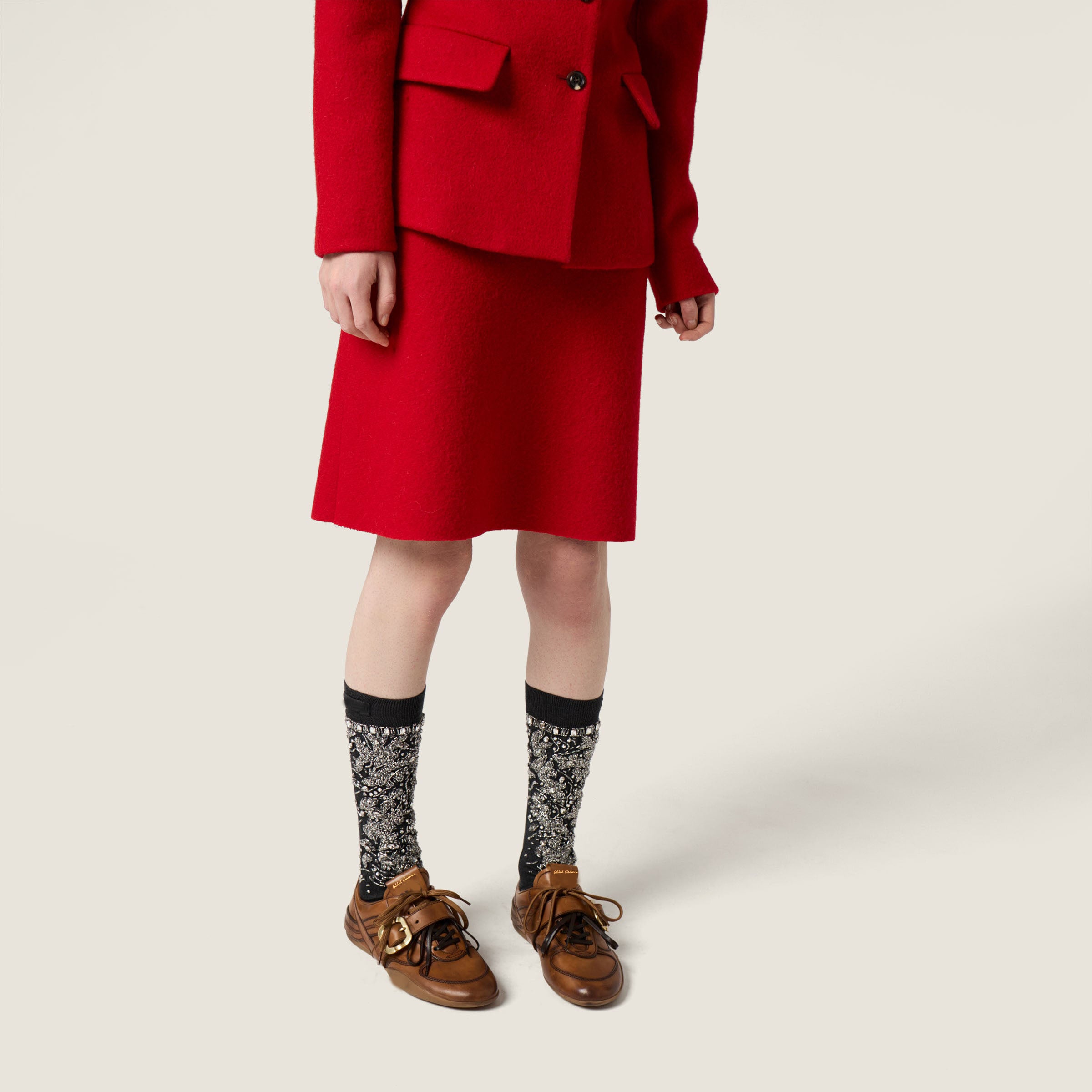 Leather sneakers with buckle