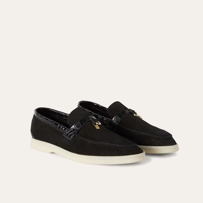 Black Suede Summer Charms Loafers