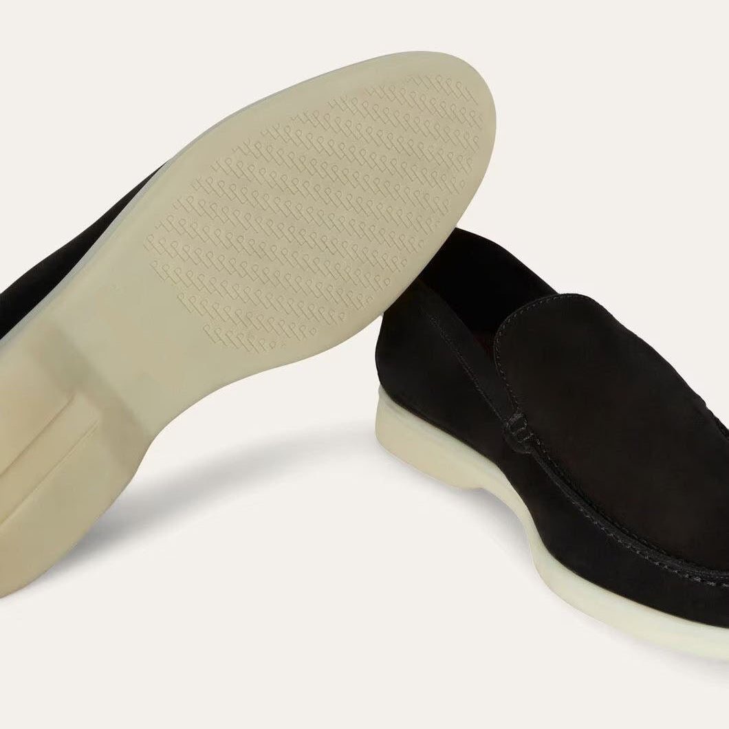 Women's Black Suede Summer Loafers