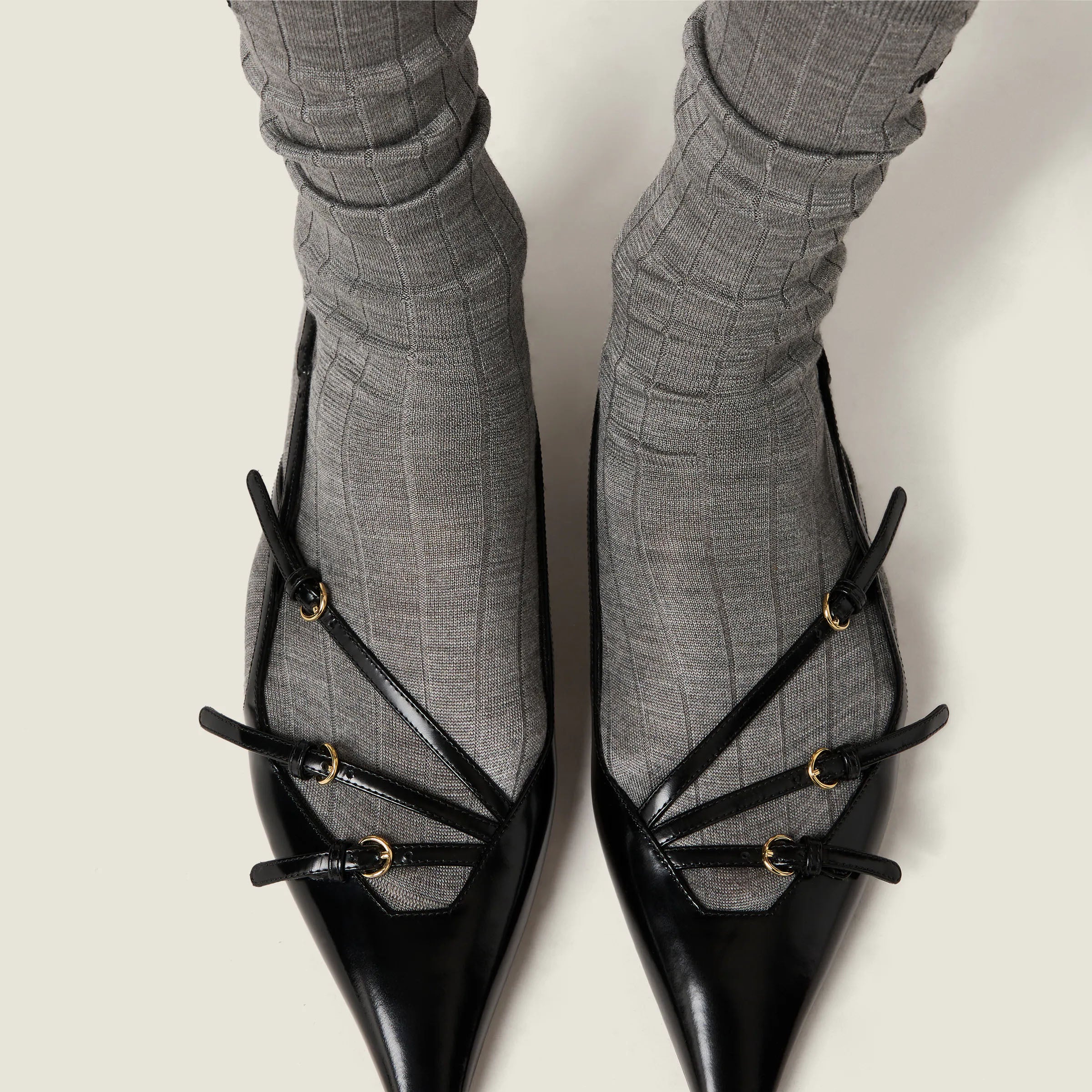 Leather slingback ballerinas with buckles