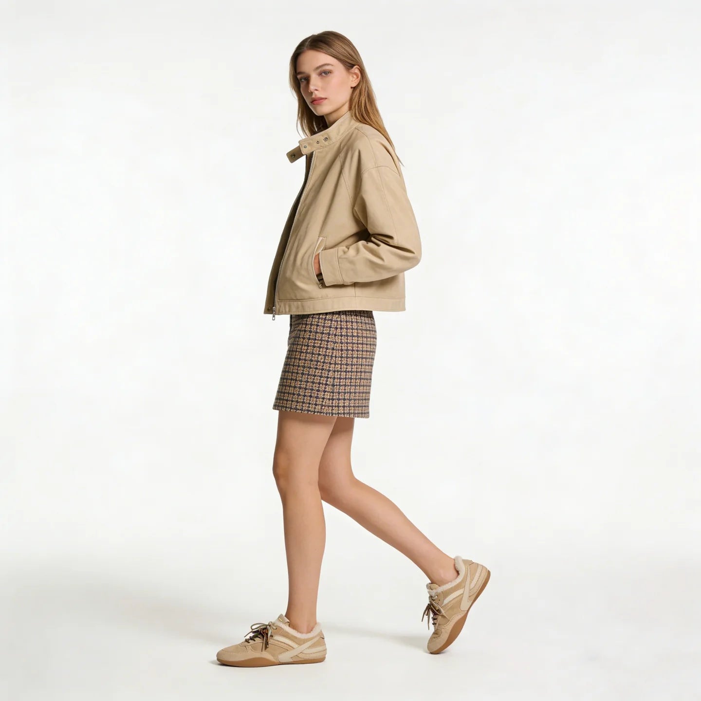 Suede & Shearling Retro Sneakers