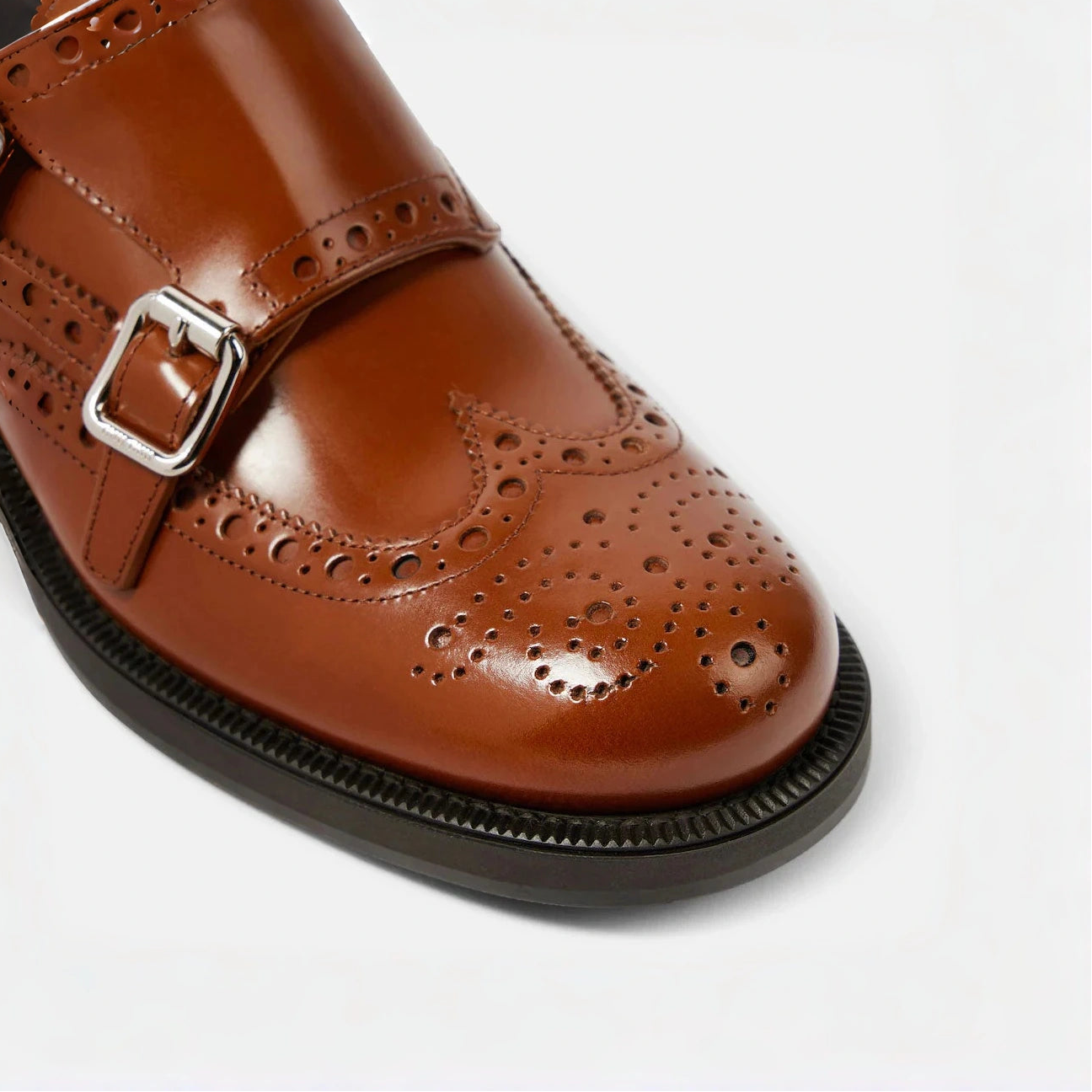 Double Monk Strap Leather Brogues