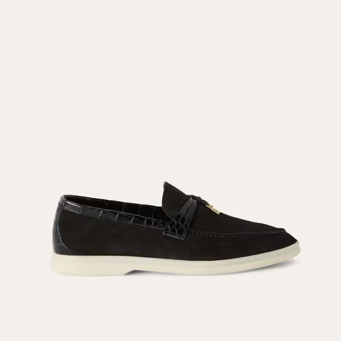 Black Suede Summer Charms Loafers