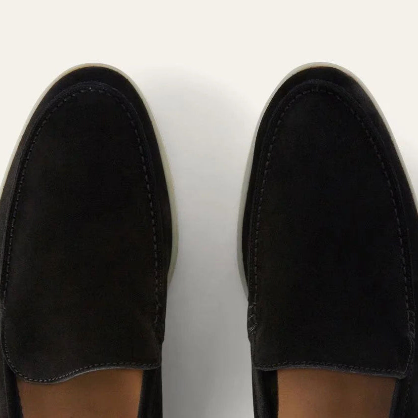 Women's Black Suede Summer Loafers