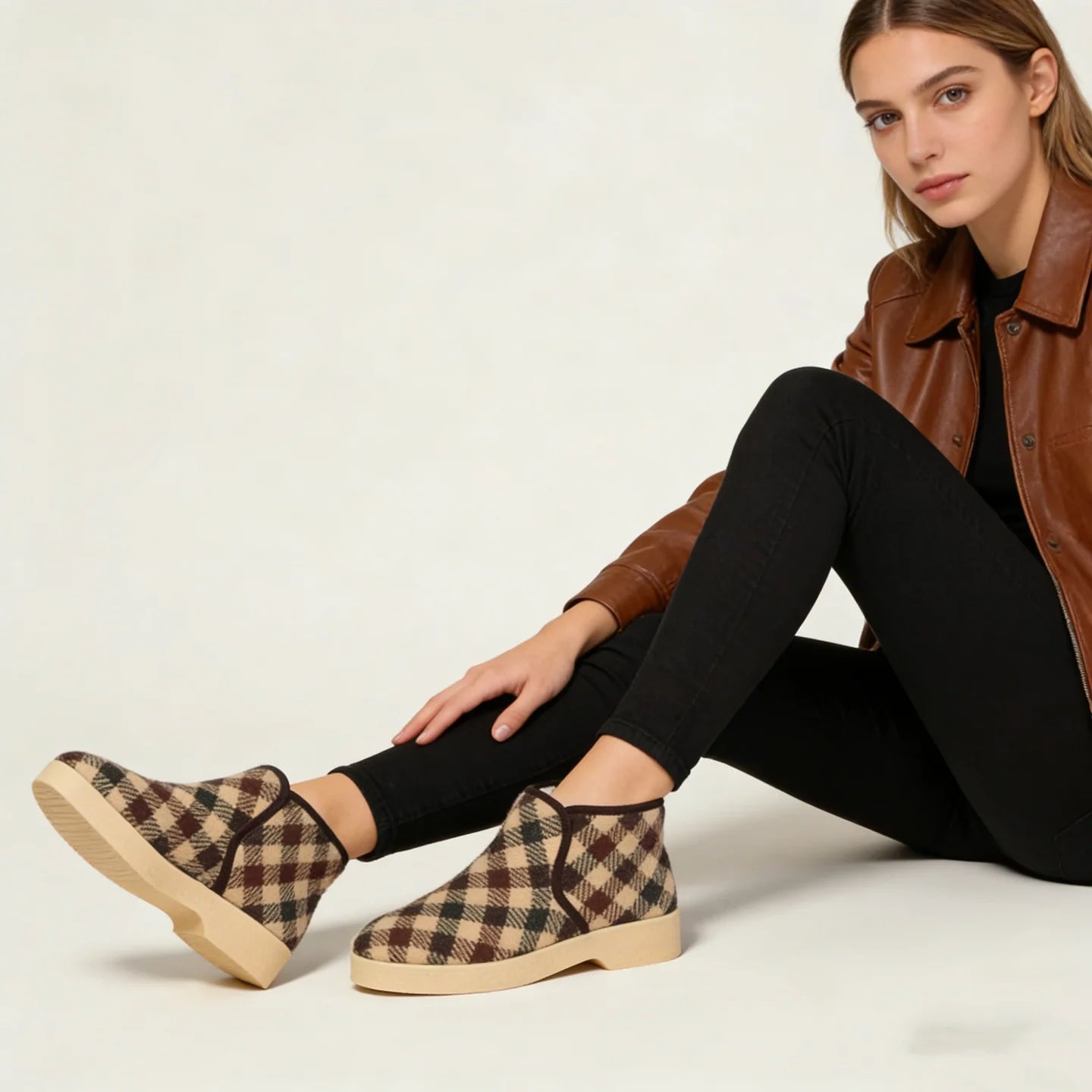 Women's Wool Knit Mini Shearling Boots