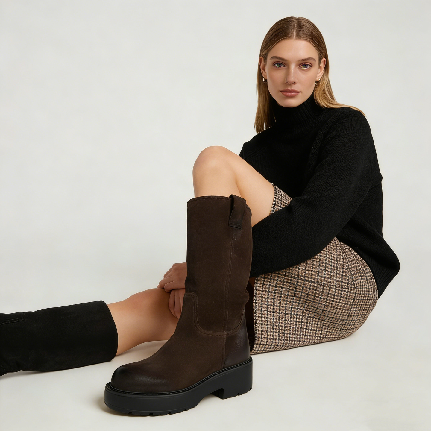Women's Chocolate Suede Riding Boots