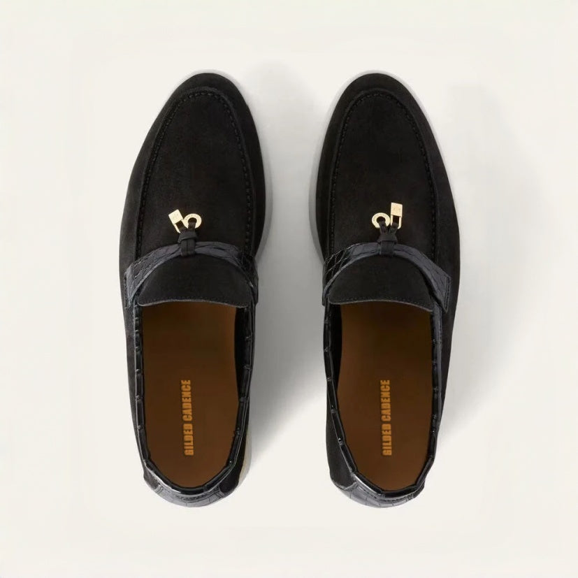 Black Suede Summer Charms Loafers
