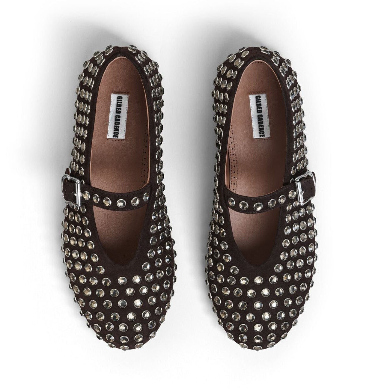 Black Strass Suede Ballet Flats