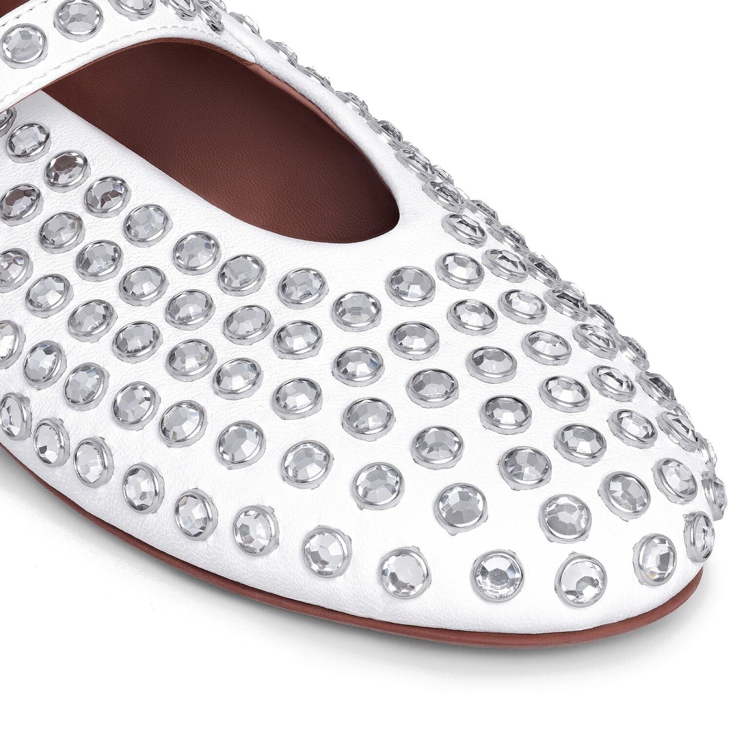 White Strass Lambskin Ballet Flats