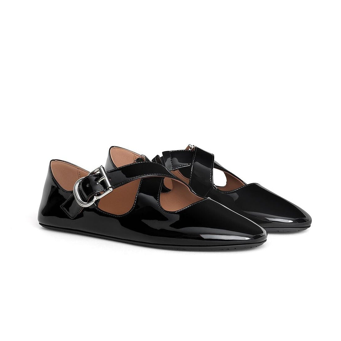 Patent Black Criss Cross Ballet Flats