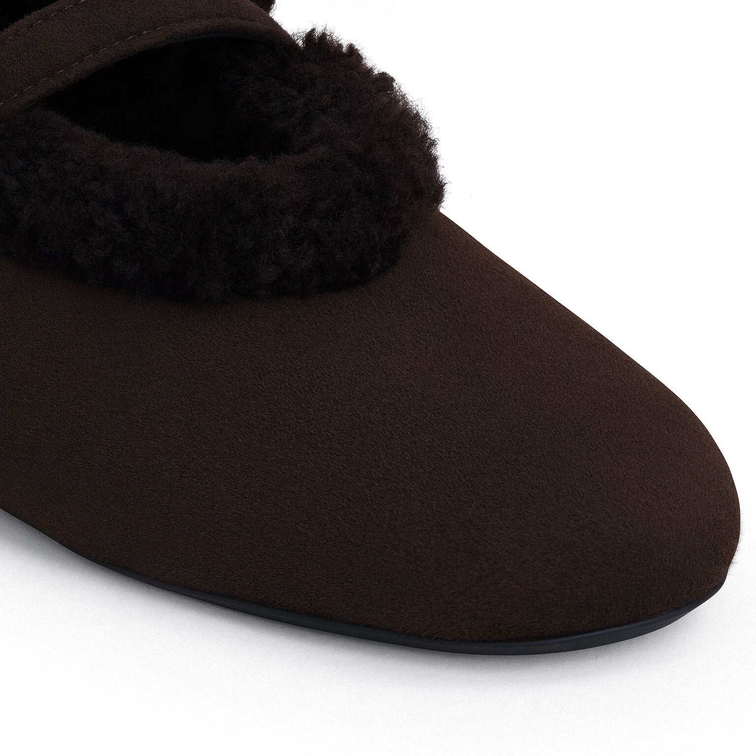 Chocolate Brown Shearling Ballet Flats