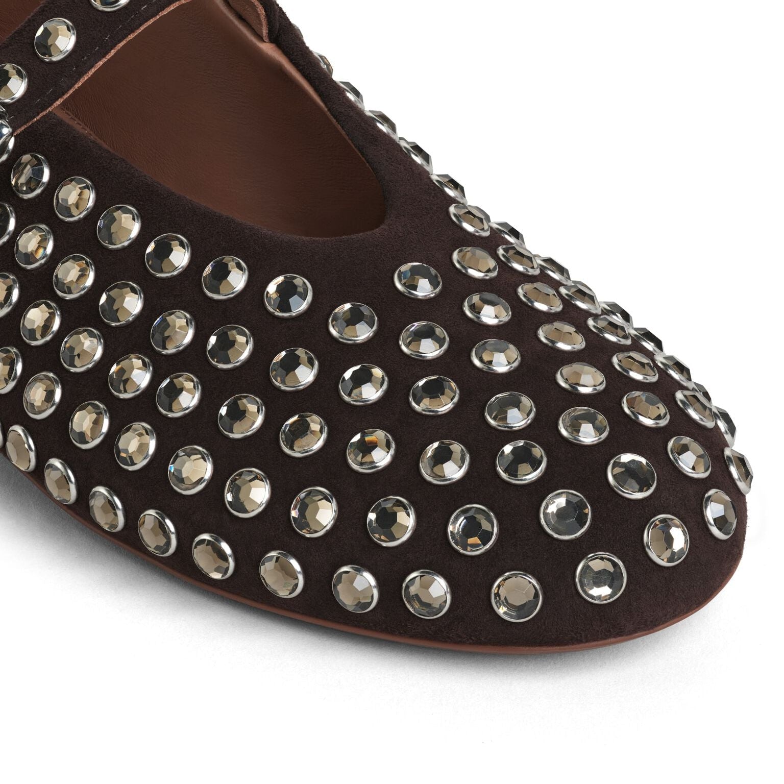 Black Strass Suede Ballet Flats