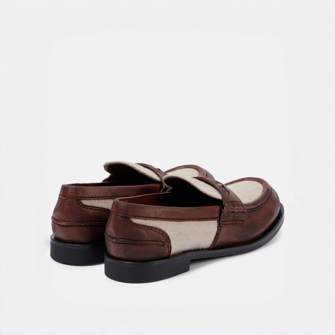 Canvas and Leather Trimmed Loafers