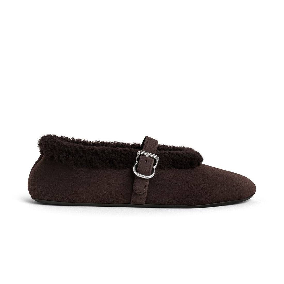 Chocolate Brown Shearling Ballet Flats